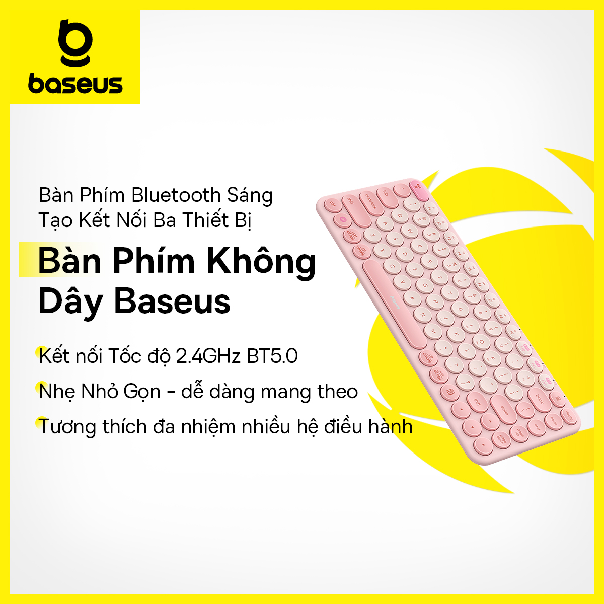 Bàn Phím Không Dây Baseus Thiết Kế Tiện Dụng Với Độ Bền Cao Creator Wireless Keyboard Tri-Mode Multi-Device Bluetooth Compact Design