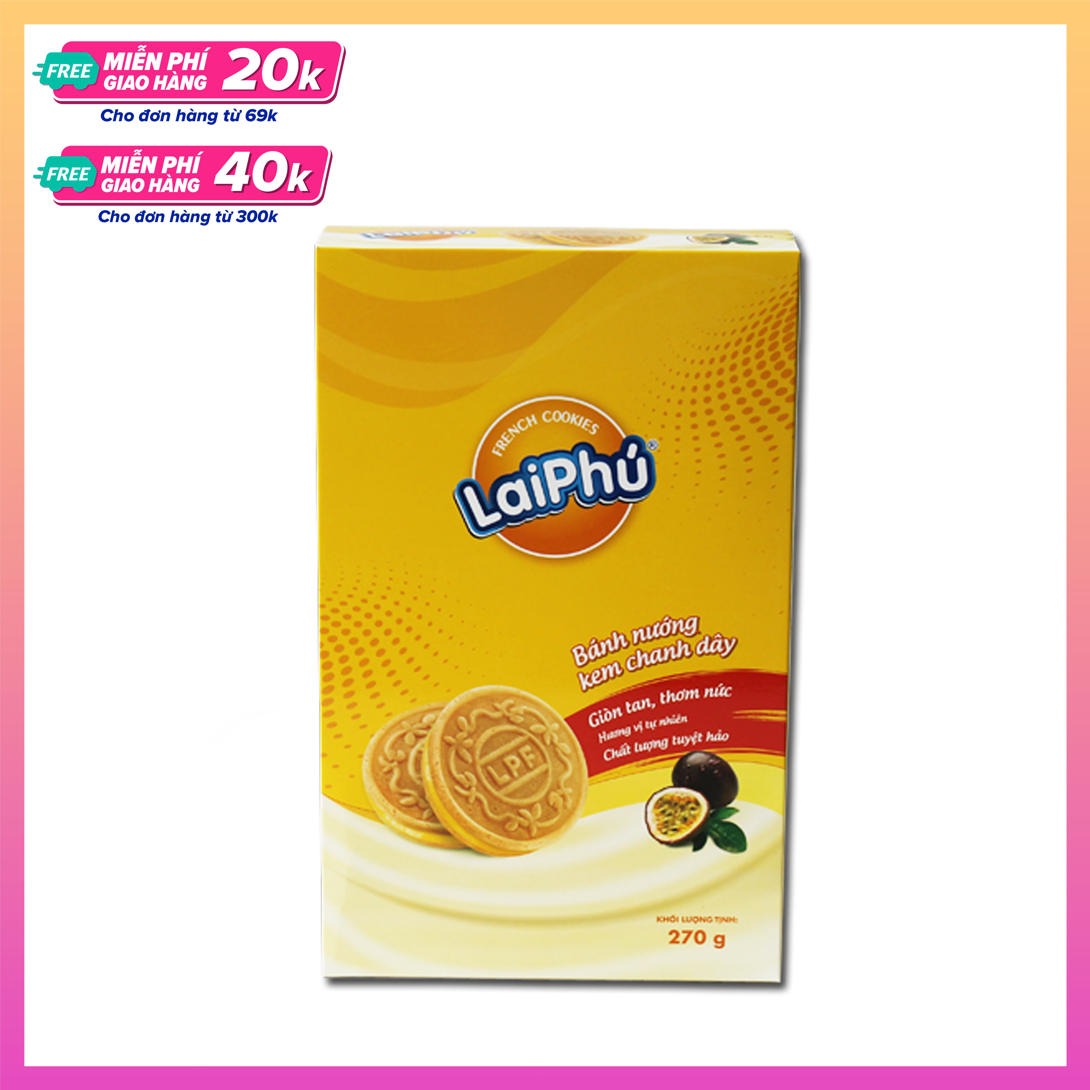 Bánh French Cookies Lai Phú Kem Chanh Dây (270G)
