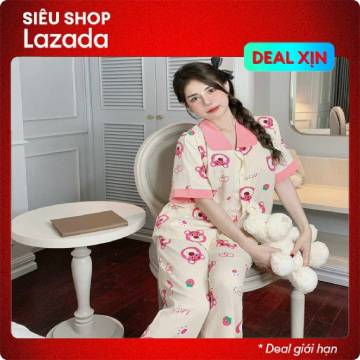 Đồ ngủ pijama nữ chất liệu cao cấp, đồ ngủ nữ mặc nhà, pijama nữ lụa, lụa xước, bộ đồ nữ mặc nhà áo cộc quần dài 60-75kg Shop Bắc Phương