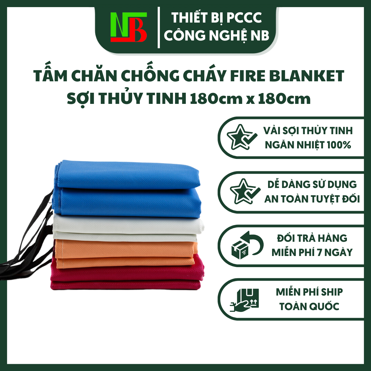 Tấm chăn lửa chống cháy sợi thủy tinh, chăn chiên chữa cháy fire blanket đạt chuẩn pccc an toàn khi sử dụng