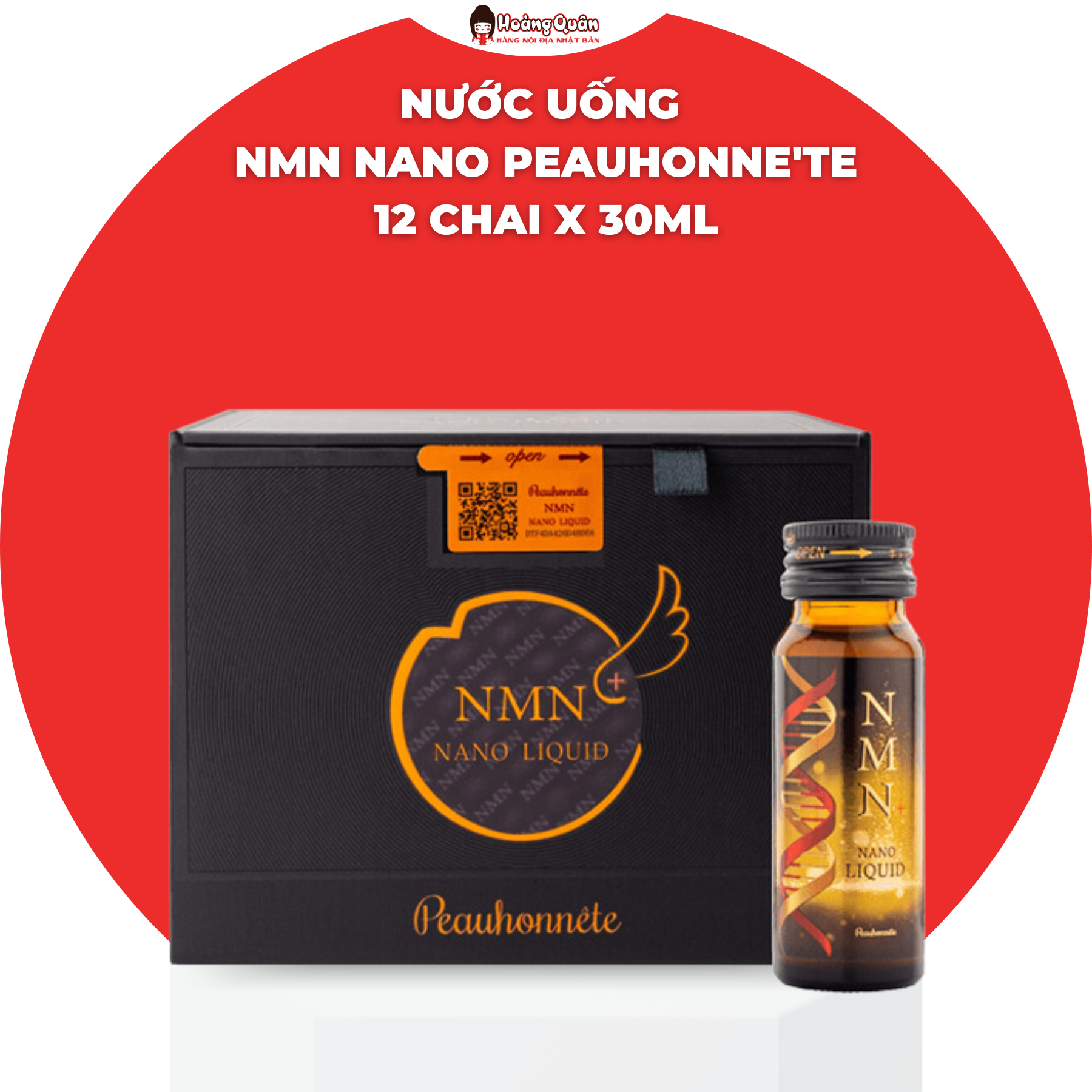 Nước uống chăm sóc sức khỏe nmn + nano liquid peauhonne'te 12 chai x 30ml