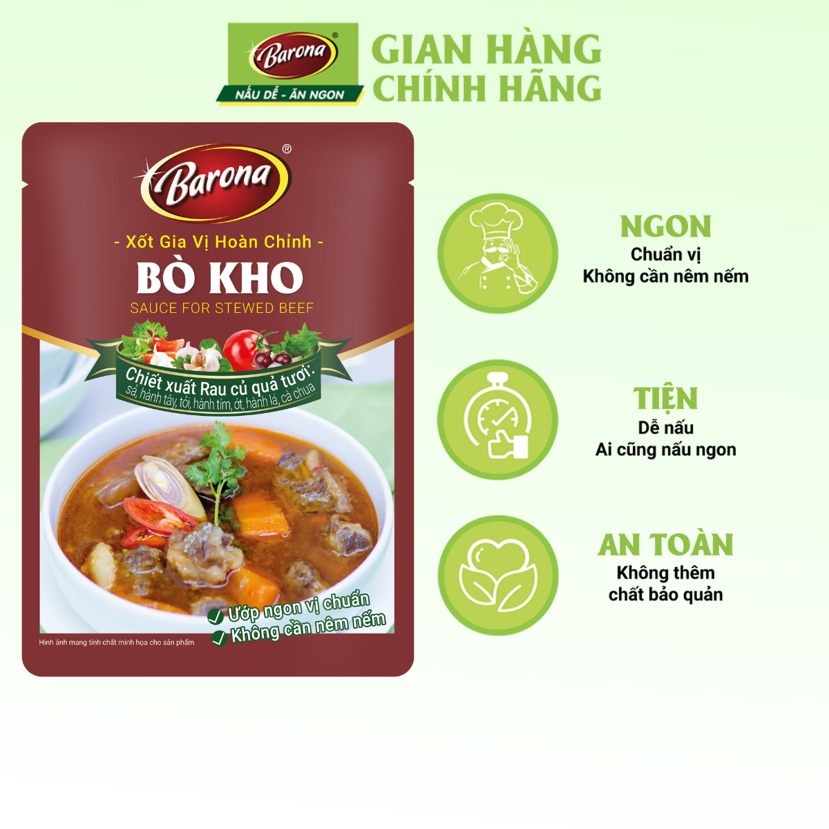 Gia Vị Bò kho Barona 80g ướp ngon chuẩn vị không cần nêm nếm