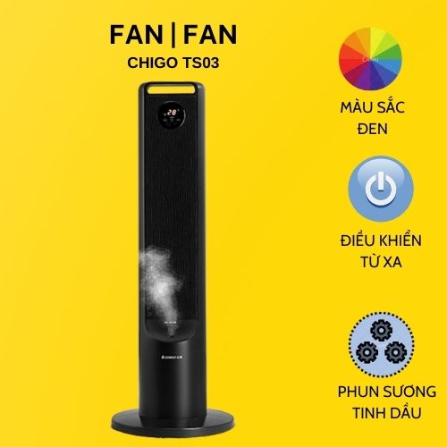 Máy sưởi tháp 2200w chigo ts03 - 3 tốc độ gió sưởi - thiết kế chắc chắn an toàn