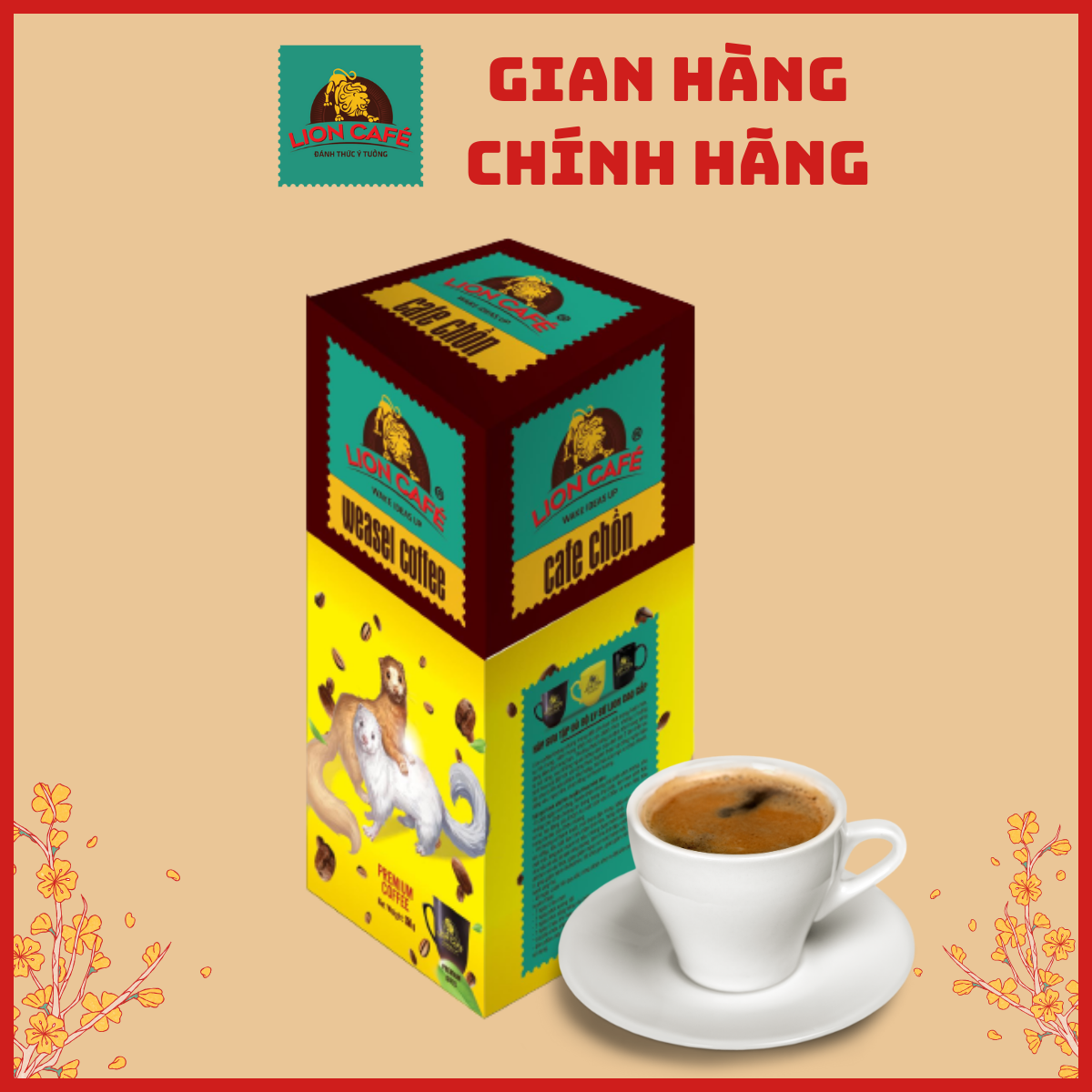 Hộp quà cà phê rang xay chồn thượng hạng - lion cafe - hộp 350gr