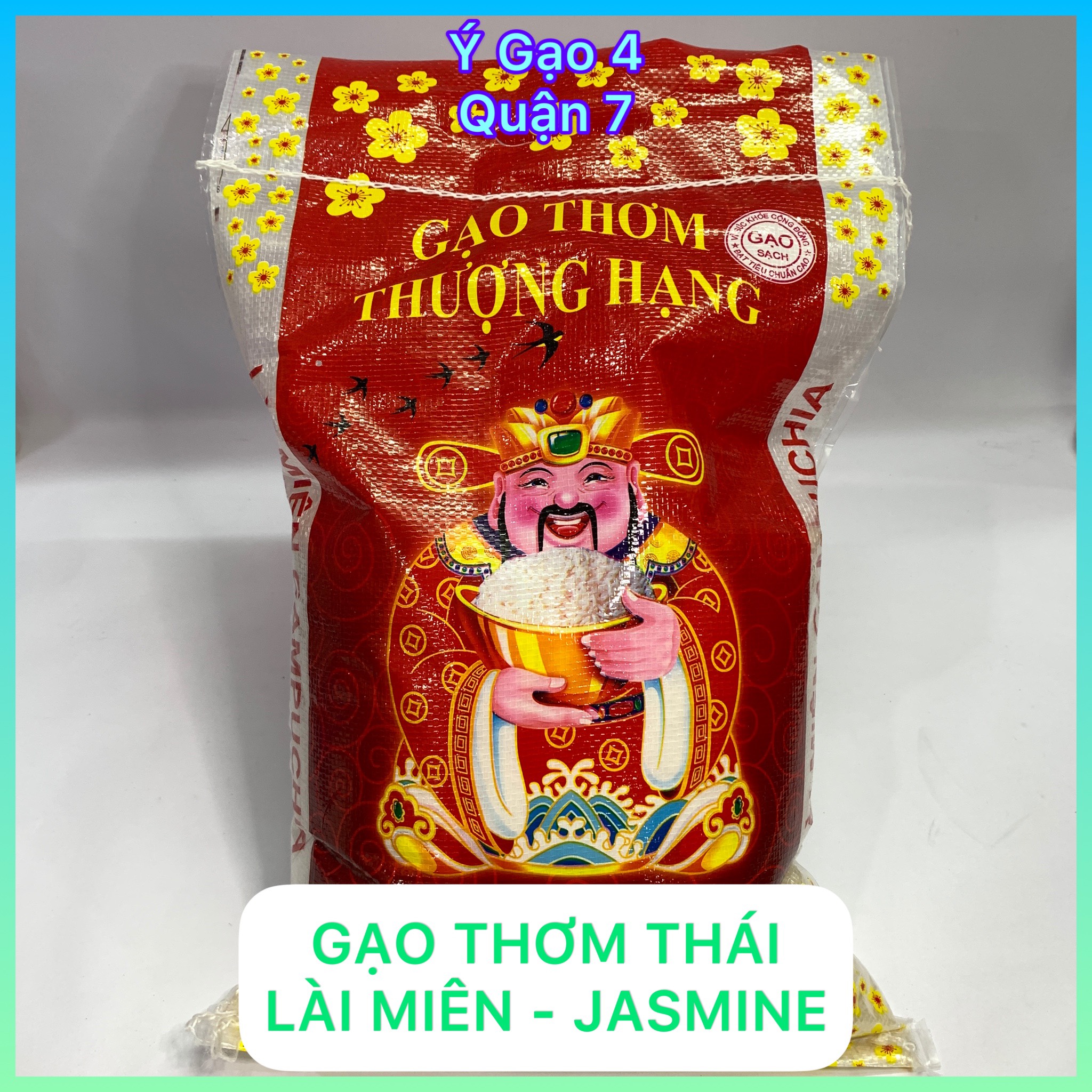 Gạo Thơm Thái, Lài Miên, Jasmine Túi 5Kg - Hạt gạo dài trắng bóng, dẻo thơm mềm cơm - Phù hợp cho gia đình thích ăn gạo dẻo -  Đại lý Ý Gạo 4 Quận 7