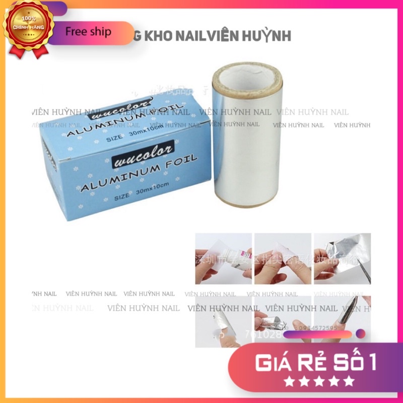 Giấy bạc nail dùng ủ tháo sơn gel cuộn dài 2met