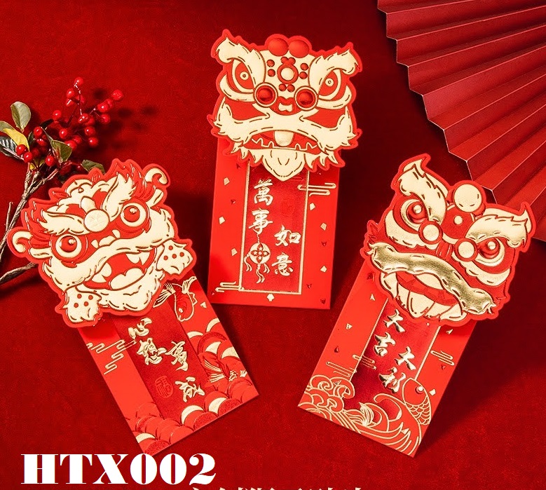 Blx39-44_bao lì xì tết 2023, bao lì xì đỏ-vàng may mắn và tài lộc, 9x17cm, 3 cái/xấp