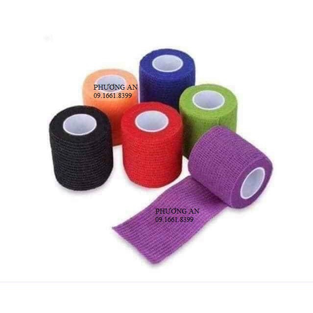 Băng keo vải bọc máy phun xăm 5cm, cuộn vải quấn máy chống trơn, băng quấn băng bó trong thể thao, băng quấn cao su non