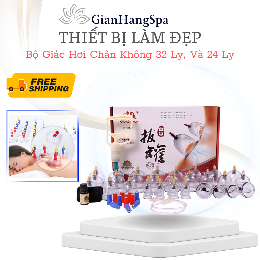 Bộ giác hơi chân không 32 ly, và 24 ly bộ giác hơi không lửa 32 và 24 cốc.