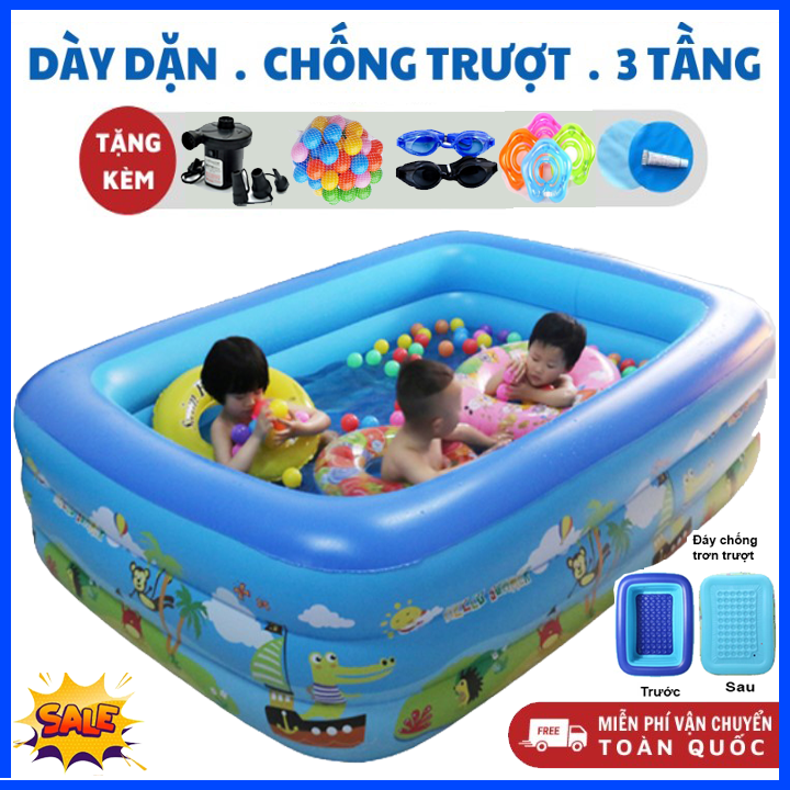Video[ Tặng bơm điện+bóng+keo dán, miếng vá] Bể bơi cho bé 2m6,2m1,1m8,1m5,1m3 có chống trơn trượt be boi , bể bơi PHAO Trẻ Em , HỒ BƠI CHO BÉ, HỒ BƠI PHAO người lớn, Hồ Bơi Trong Nhà, Bể Phao Bơi trẻ em 3 Tầng Cao Cấp 2023