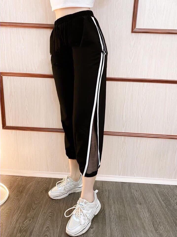 Quần đũi nữ legging thể thao , phối lưới 2 bên, chất cực mát,