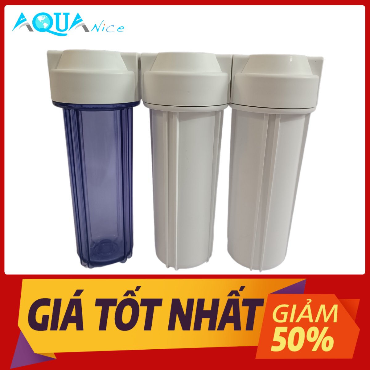 Bộ 3 Cốc 10 inch, Zen 13, Có Gioăng Cao Su Dùng Cho Máy Lọc Nước R.O
