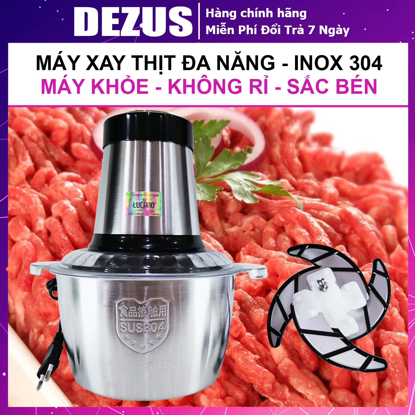 Máy xay thịt - máy xay thịt đa năng - máy xay thịt cối inox - cối xay cá thịt - máy xay thịt cá - cối xay tỏi ớt - cối xay thịt - máy xay thịt cá cua - cối xay thịt inox - không rỉ, dao sắc bén, máy khỏe, dung tích 2 lít