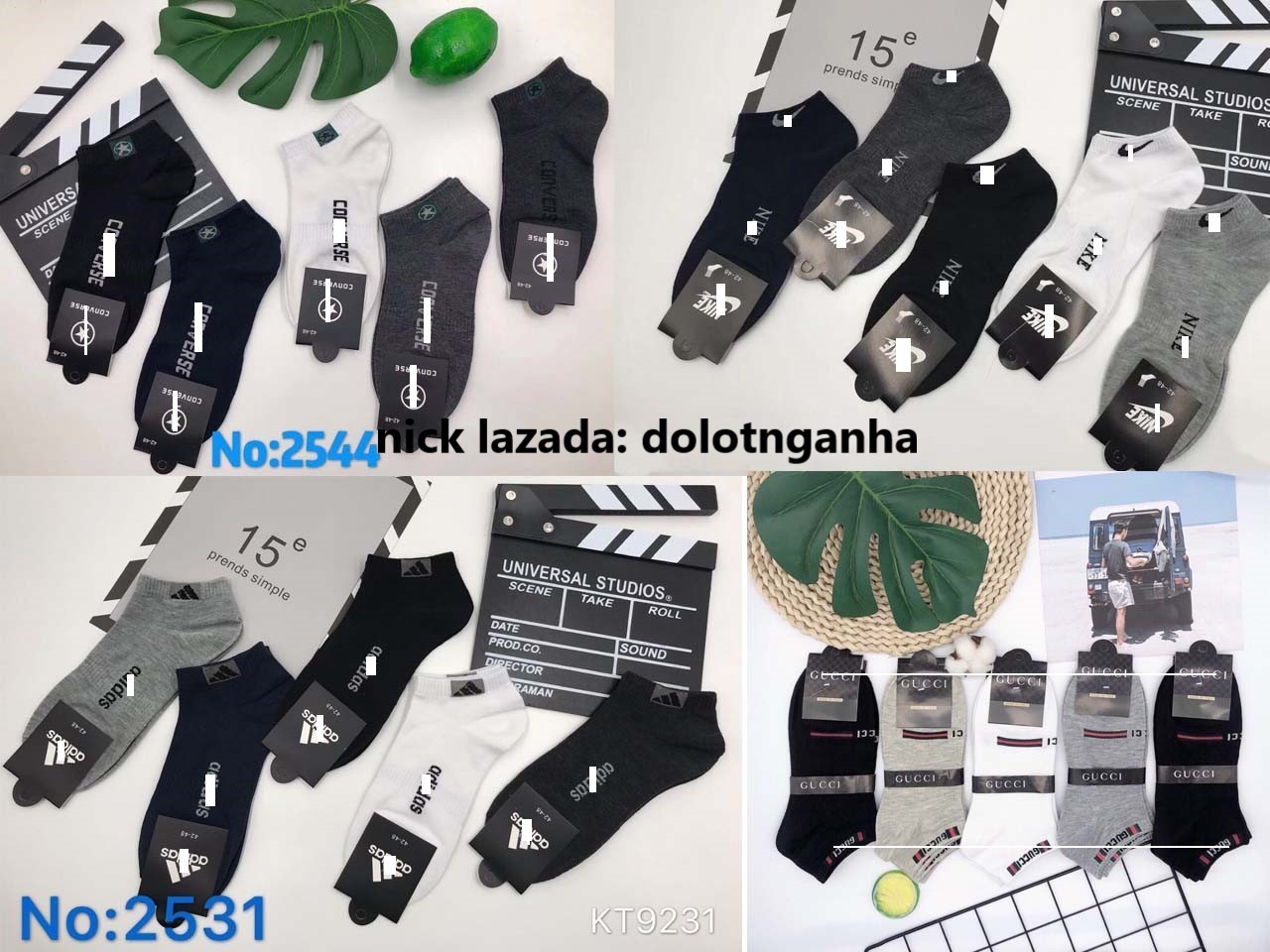 2 đôi tất thể thao nam cổ ngắn chất mỏng thoáng mát