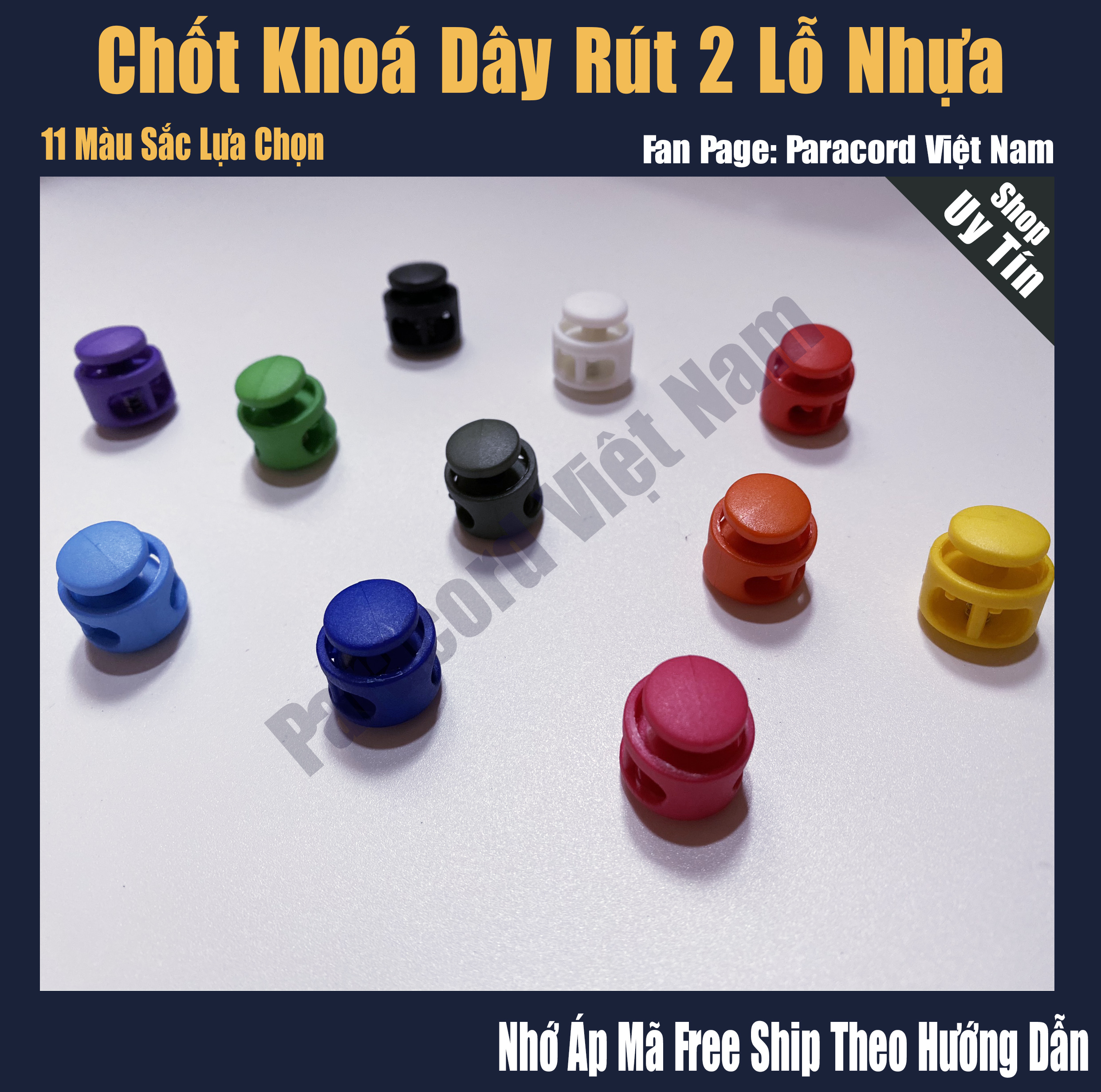Chốt khoá dây rút 2 lỗ nhiều màu sắc giá rẻ