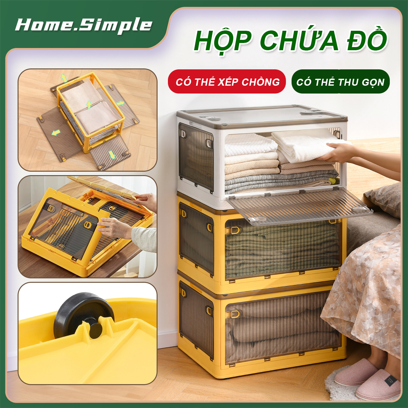 Hộp Đựng Đồ Gấp Gọn Trong Suốt Hộp Đựng Đồ Lớn Bằng Nhựa Trong Suốt, Hộp Nhựa Đựng Đồ Xếp Chồng Lên 