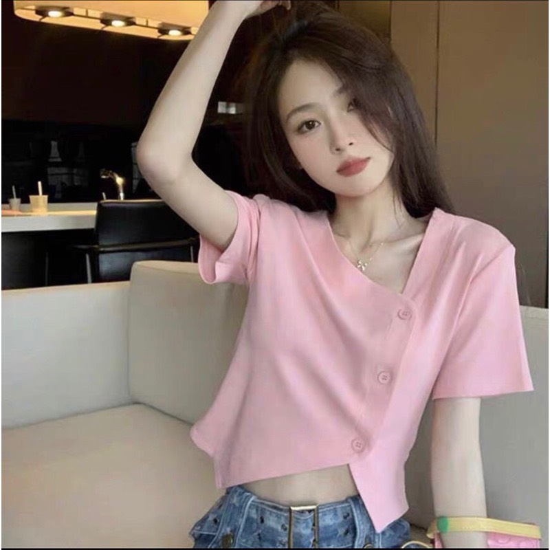 Áo thun nữ núc lệch kiểu form siêu đẹp