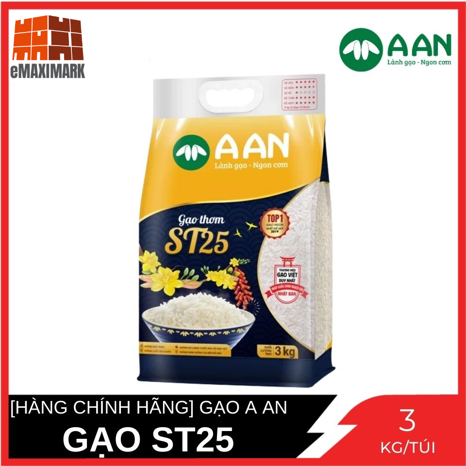 Gạo thơm st25 gạo a an túi 3 kg