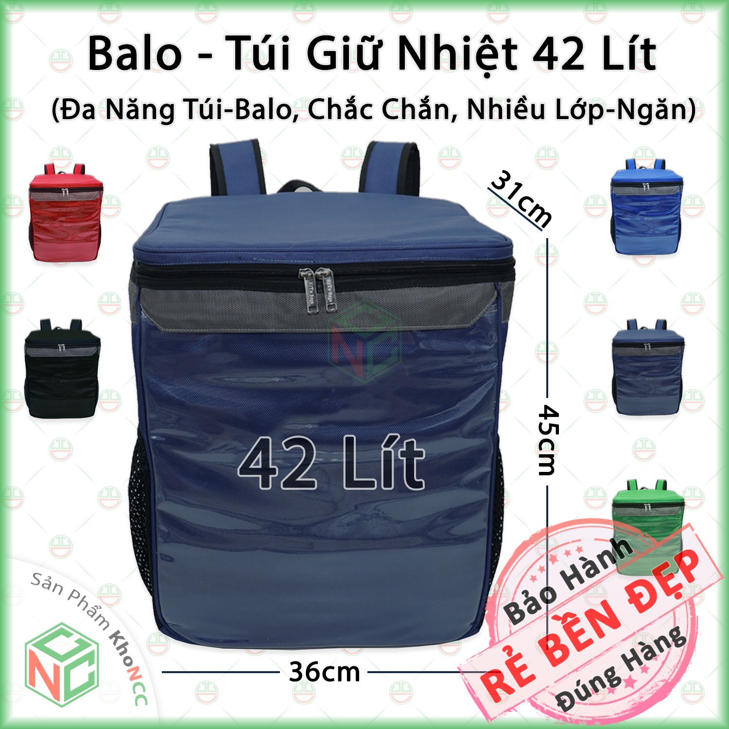 Balo Túi Giữ Nhiệt 42 Lít Đa Năng Dành Cho Quán Ăn - Tiệm Bánh Kem Sinh Nhật - Shiper Giao Hàng - NKT-TBDN42L-7188 (Nhiều màu)
