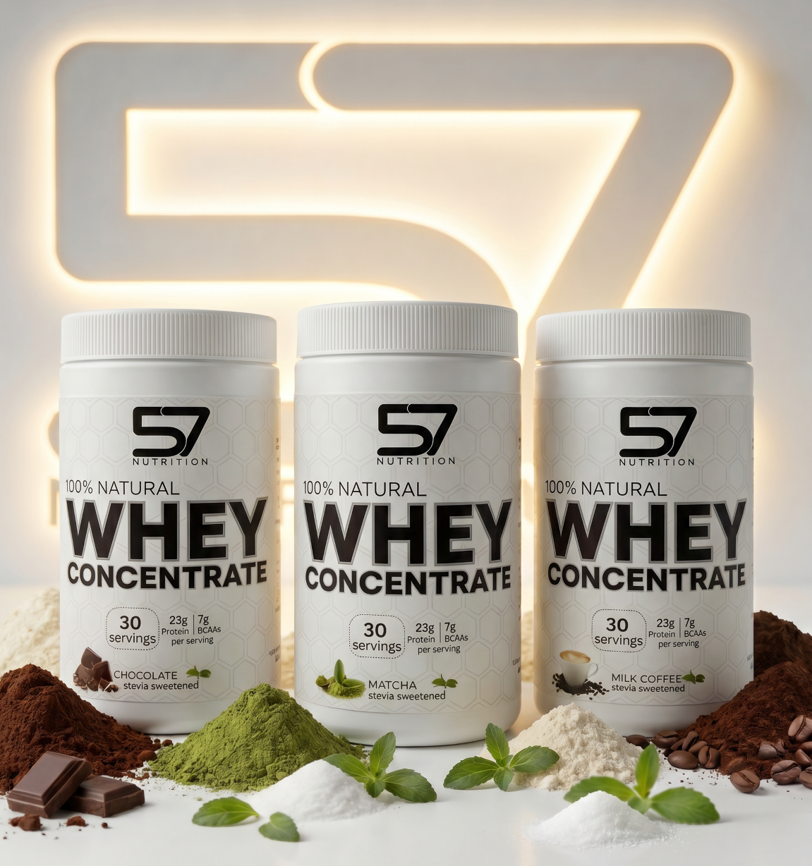 57 Whey Protein Concentrate 1KG - Chocolate/Matcha/Milk coffee Flavor, High-Protein