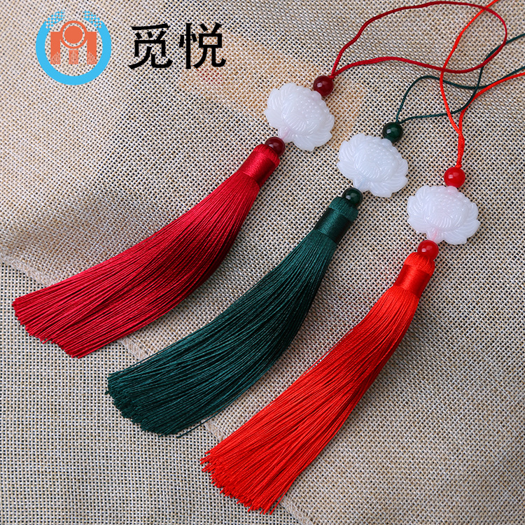 Combo 25 dây treo tua rua 24cm liên hoa ngọc bội hoa sen, tua rua cổ trang nhiều màu