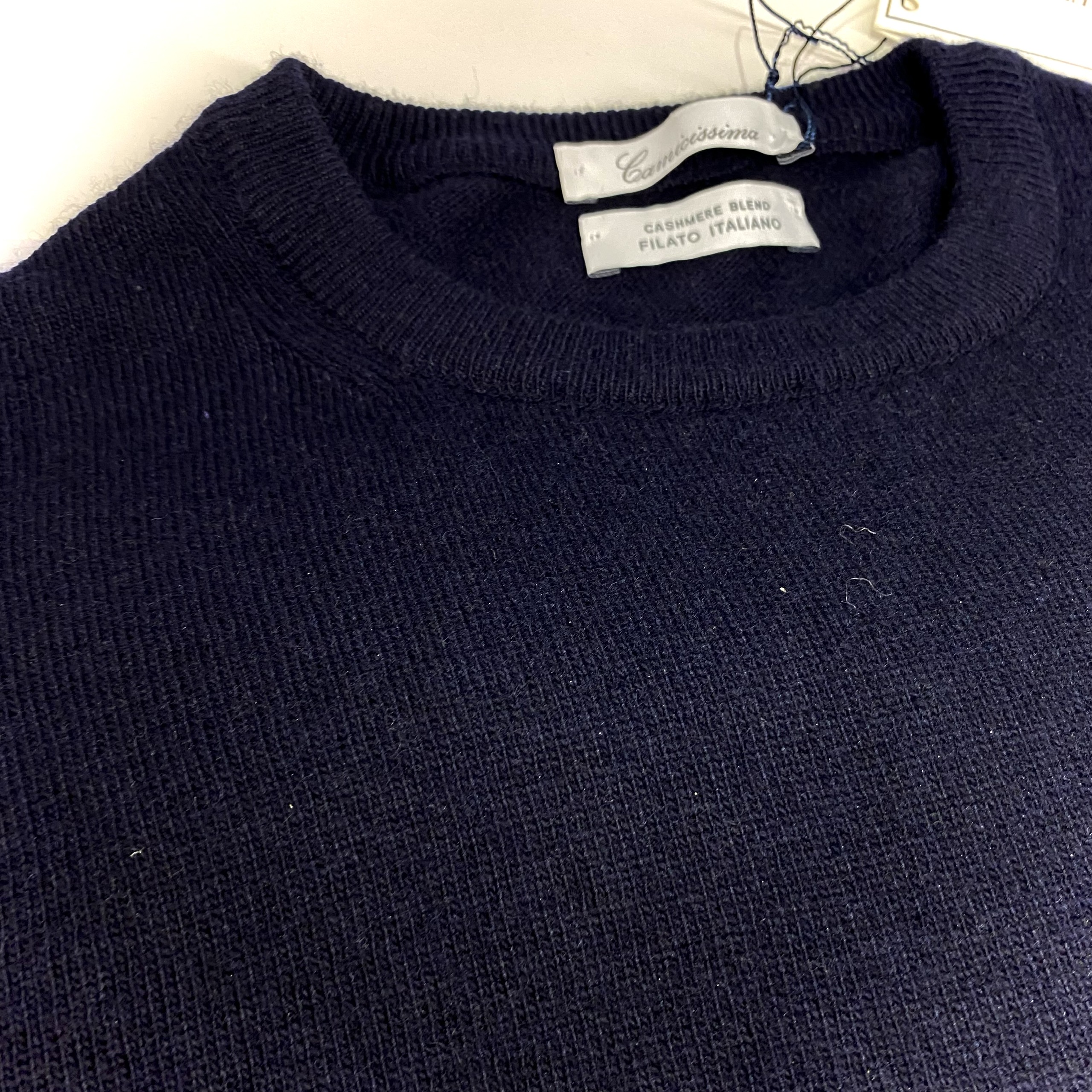 Camicissima Áo len cổ lọ màu xanh Navy