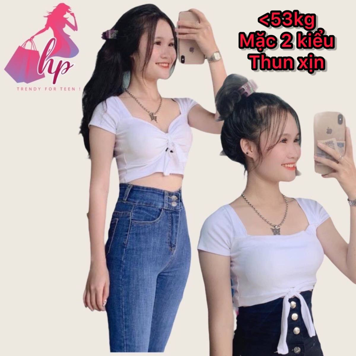 Áo croptop kiểu nữ ôm body cổ vuông thun xịn mịn kiểu hàn quốc mẫu mới