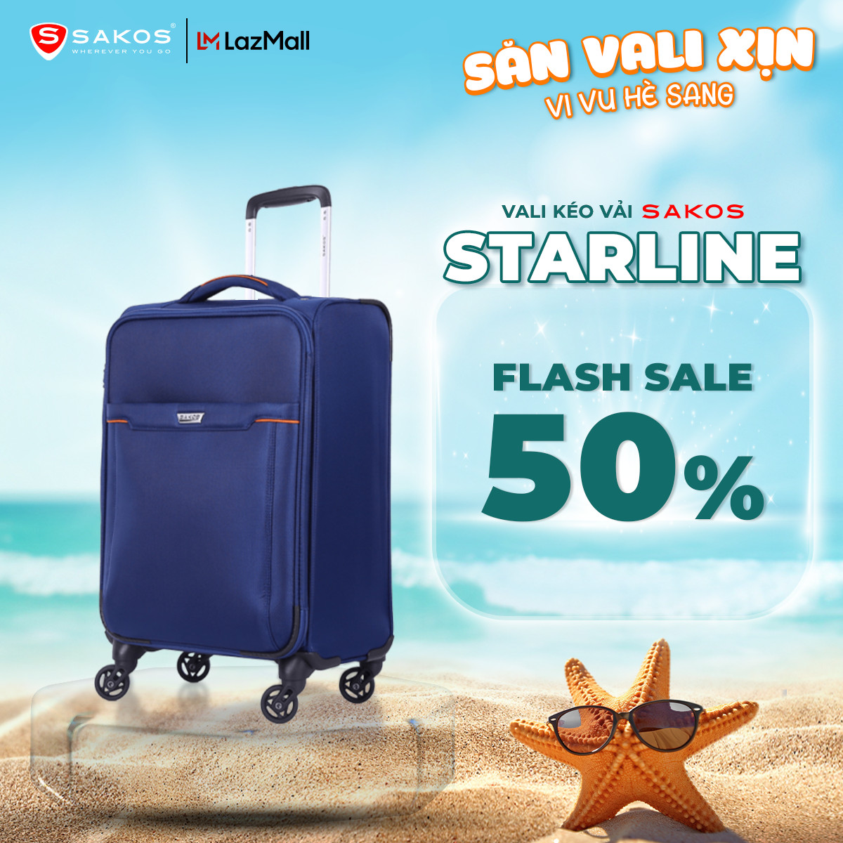 Vali vải du lịch cao cấp sakos starline 4,5 size xs, xách tay 18 inch - thiết kế cổ điển, tính năng ưu việt, nội thất sang trọng, bảo hành 10 năm.