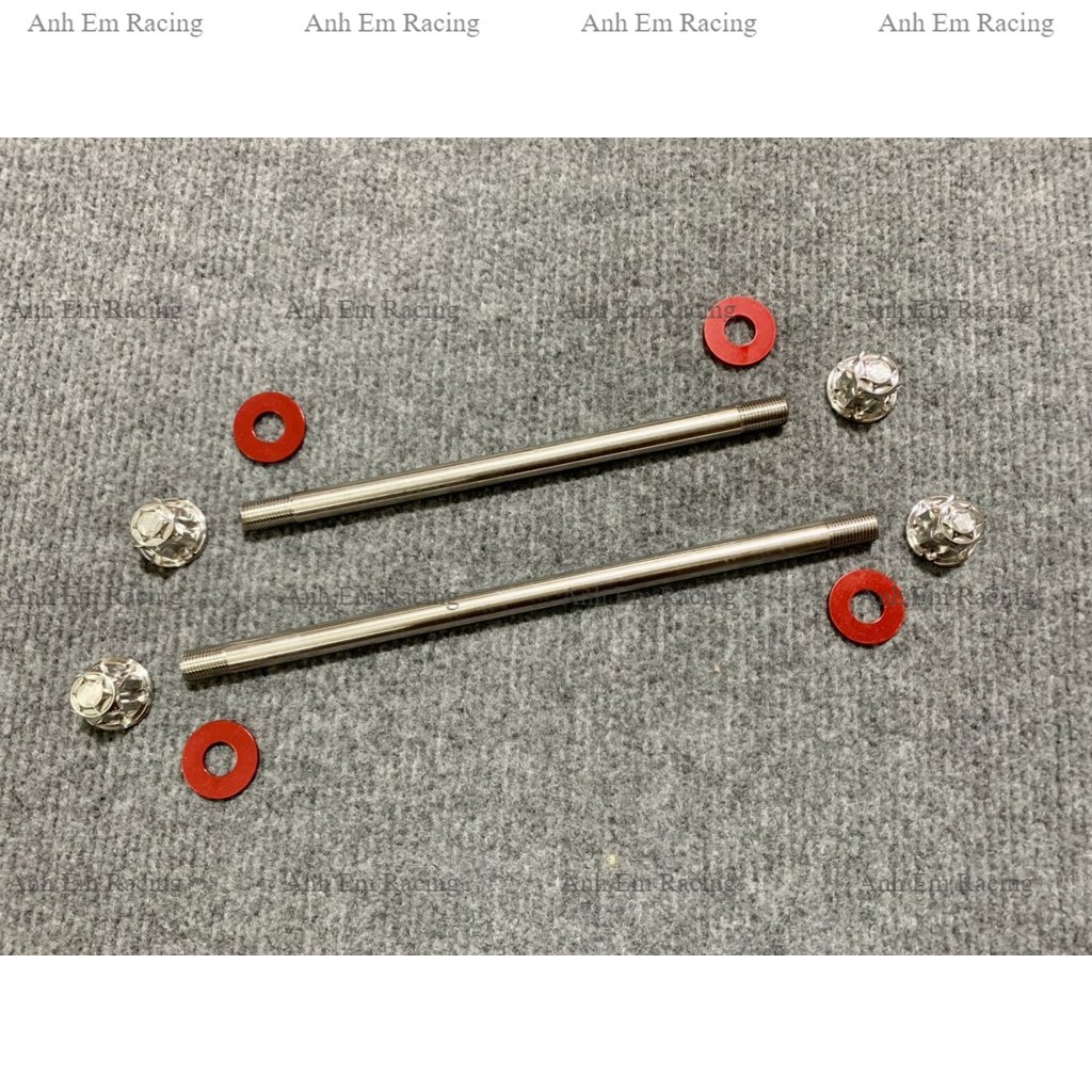 Cốt bánh salaya s03 trước sau cho mọi dòng xe chuẩn inox 304 siêu sáng kèm lông đền nhôm đỏ