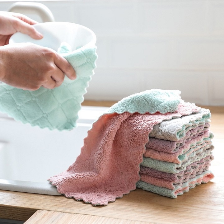Combo 10 khăn lau đa năng 2 mặt 2 màu siêu mềm, siêu thấm hút/ Khăn lau đa năng-Khăn lau nhà bếp đa năng-khăn lau bàn- khăn đa năng, khăn lau bếp,lau kính lau bàn