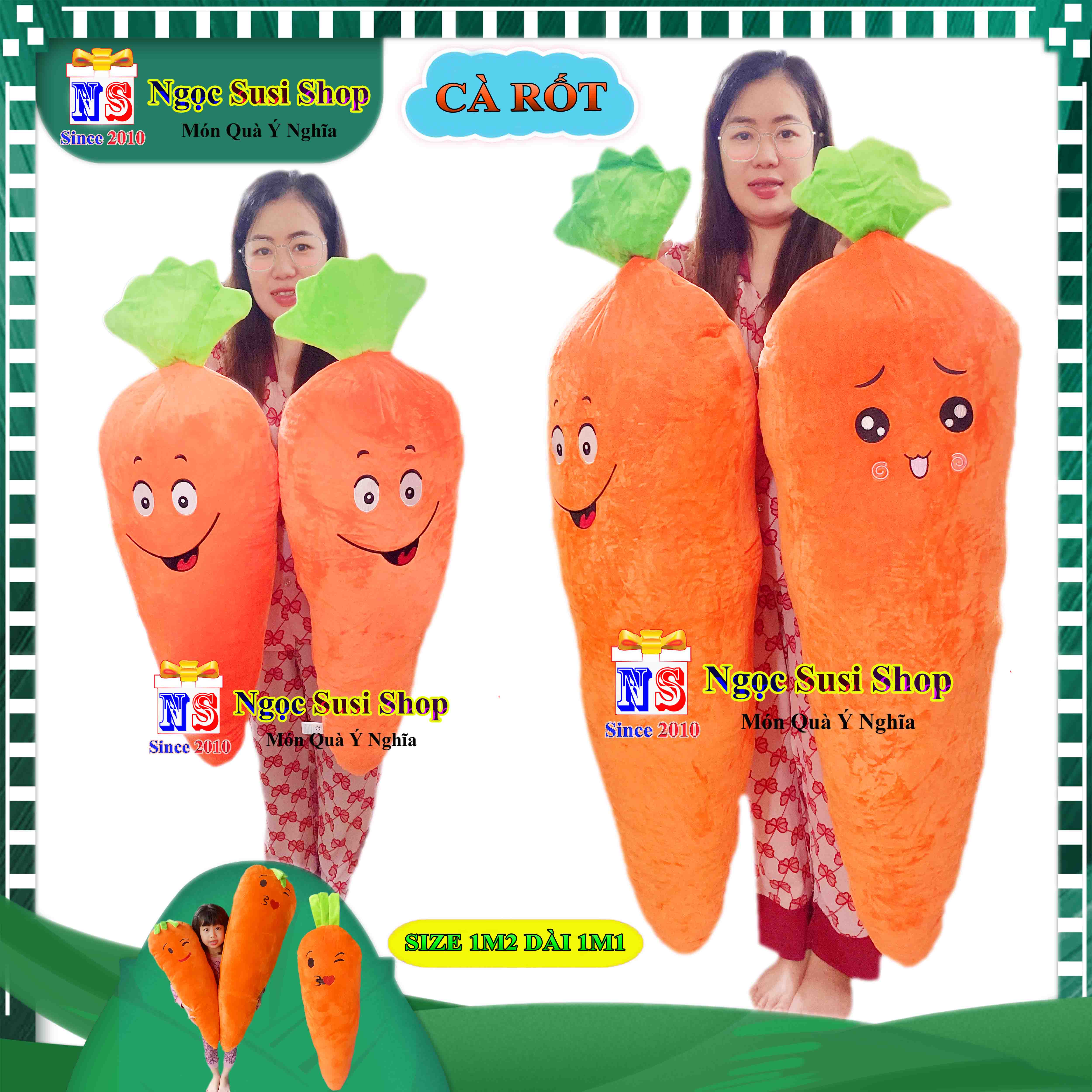 Gấu bông cà rốt khổng lồ ôm ngủ mua chọn size - thú nhồi bông hình cà rốt cao cấp