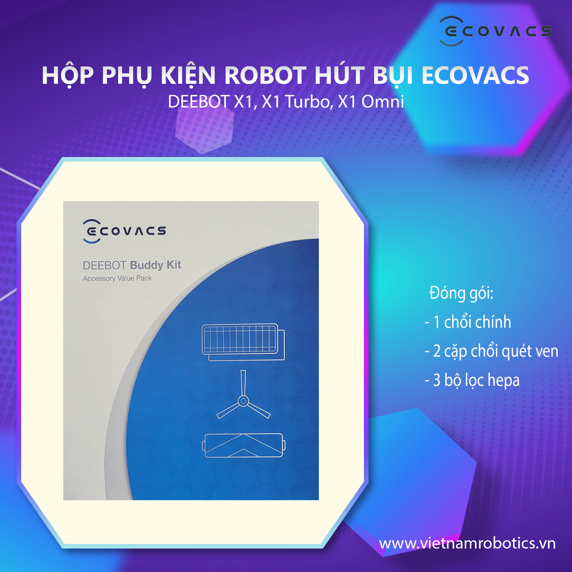 Hộp phụ kiện robot Dành Cho Ecovacs X1 omni / x1 turbo - Hàng chính hãng
