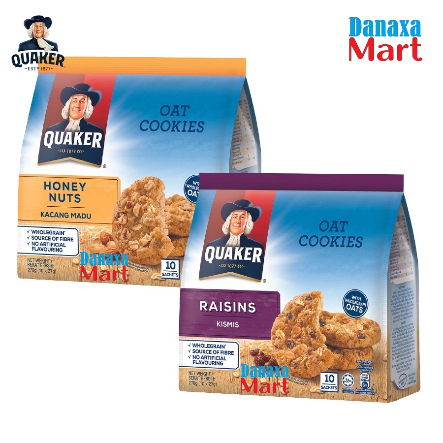 Combo 2 Bịch Bánh Quy Yến Mạch Quaker Mix Vị Hạnh nhân Mật ong và Nho khô