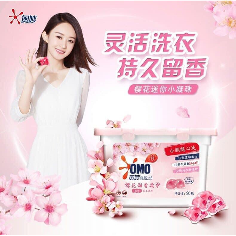 Viên giặt omo hoa anh đào