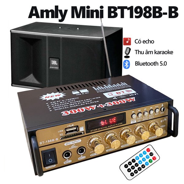 Amply, amly, âm ly karaoke giá rẻ - amly mini bluetooth kaw bt198b-b + ghi âm, echo sống động - am li khuếch đại âm thanh chuyên nghiệp giá rẻ hàng chính hãng bảo hành uy tín bởi uranius