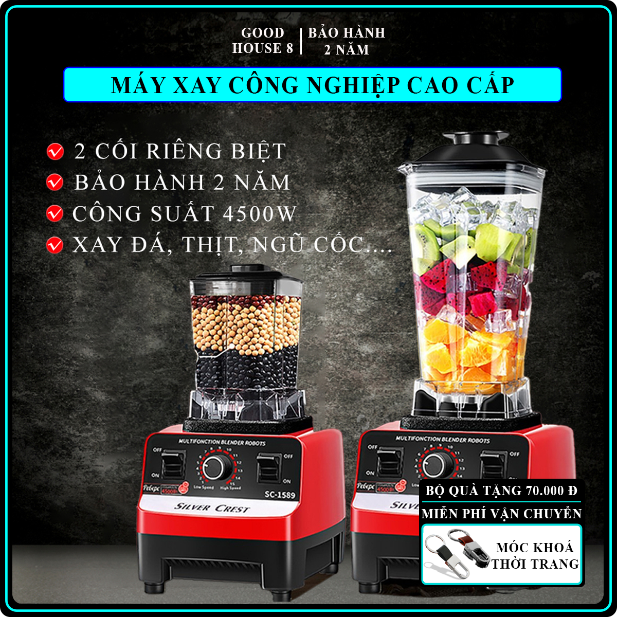 Máy xay công nghiệp SILVER CREST 4500W xay ép trái cây đa năng công suất lớn, máy xay sinh tố, thịt cá, hoa quả, đá đa năng. Bảo hành 2 năm