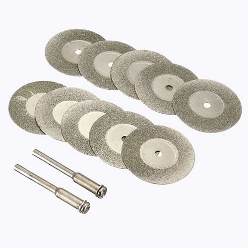 Bộ 10 Lưỡi Cưa Lưỡi Cắt Kim Cương 30mm Đi Kèm 2 Trục Gắn Lưỡi Cắt Bộ Phụ Kiện Lưỡi Mini Cắt Đa Năng
