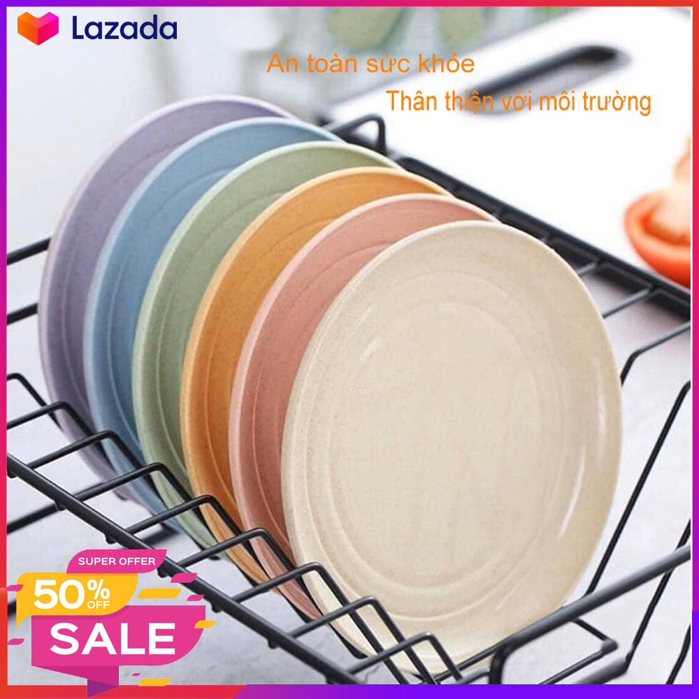 Đĩa Tròn Nhà Bếp 5 Đĩa Một Bộ Đồ Ăn Rơm Lúa Mì - Chắc Chắn Và Thân Thiện Với Môi Trường Cả Trẻ Em Nhỏ