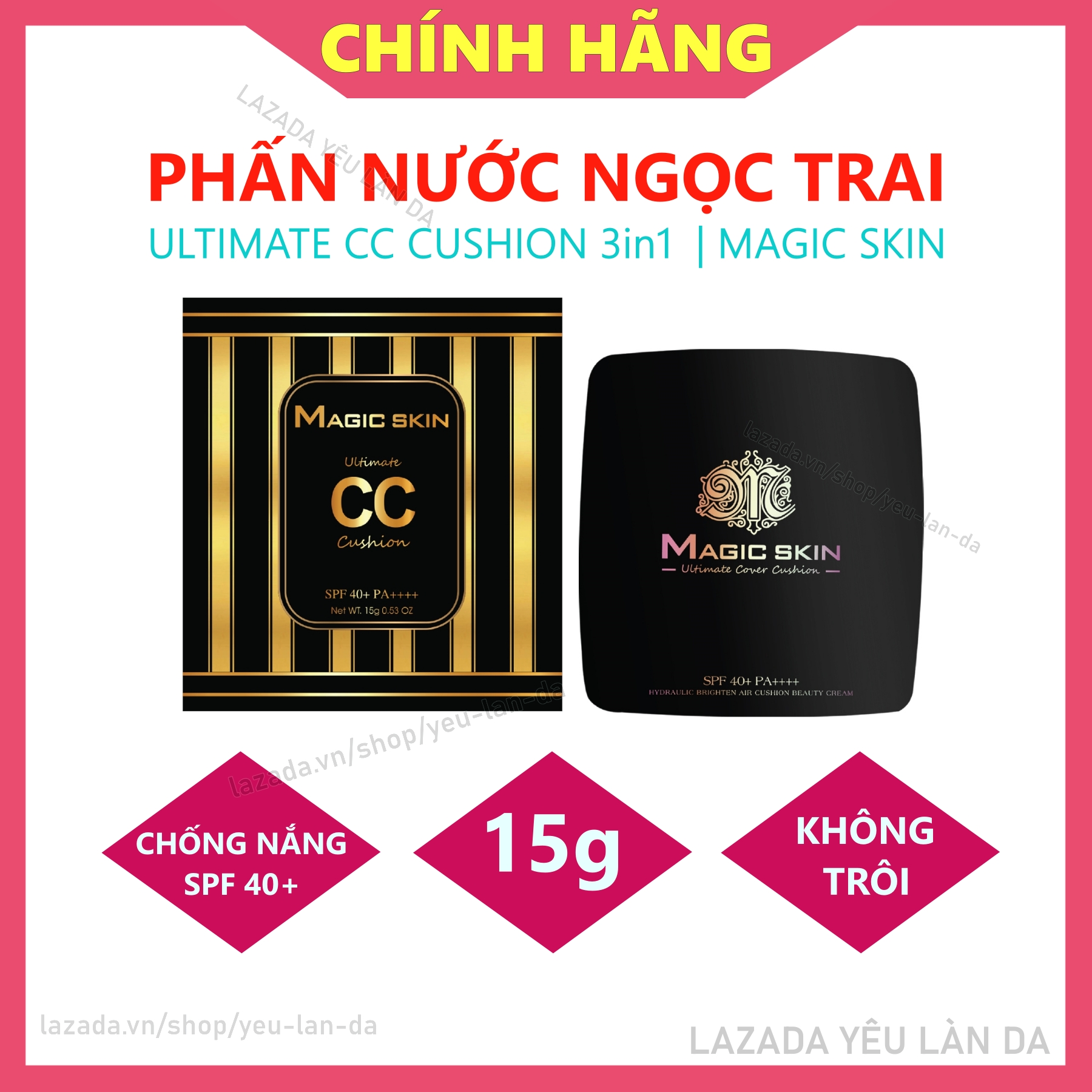 Phấn nước ngọc trai dưỡng trắng và chống nắng ultimate cc cushion magicskin 3in1