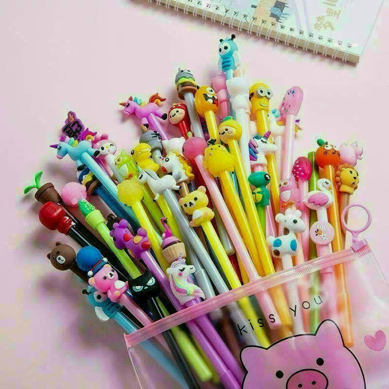 Set 20 Bút Bi Nước Hình Thú Ngộ Nghĩnh Cute - Bút Viết Kèm Túi Zip K49 nhiều màu (mãu mới)