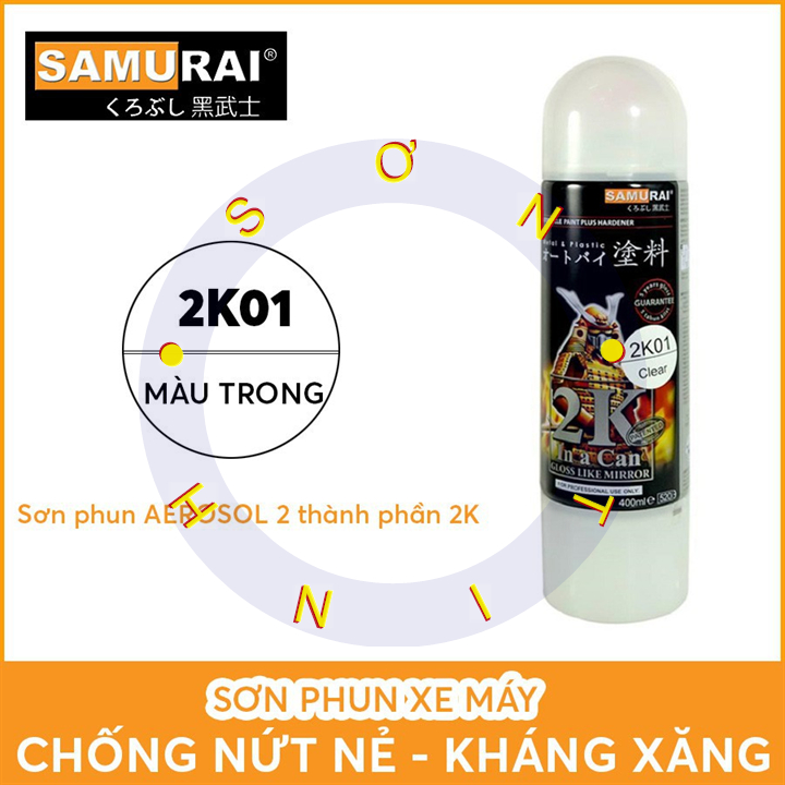 Sơn Xịt Samurai 2K01 sơn bóng trong suốt 2 thành phần