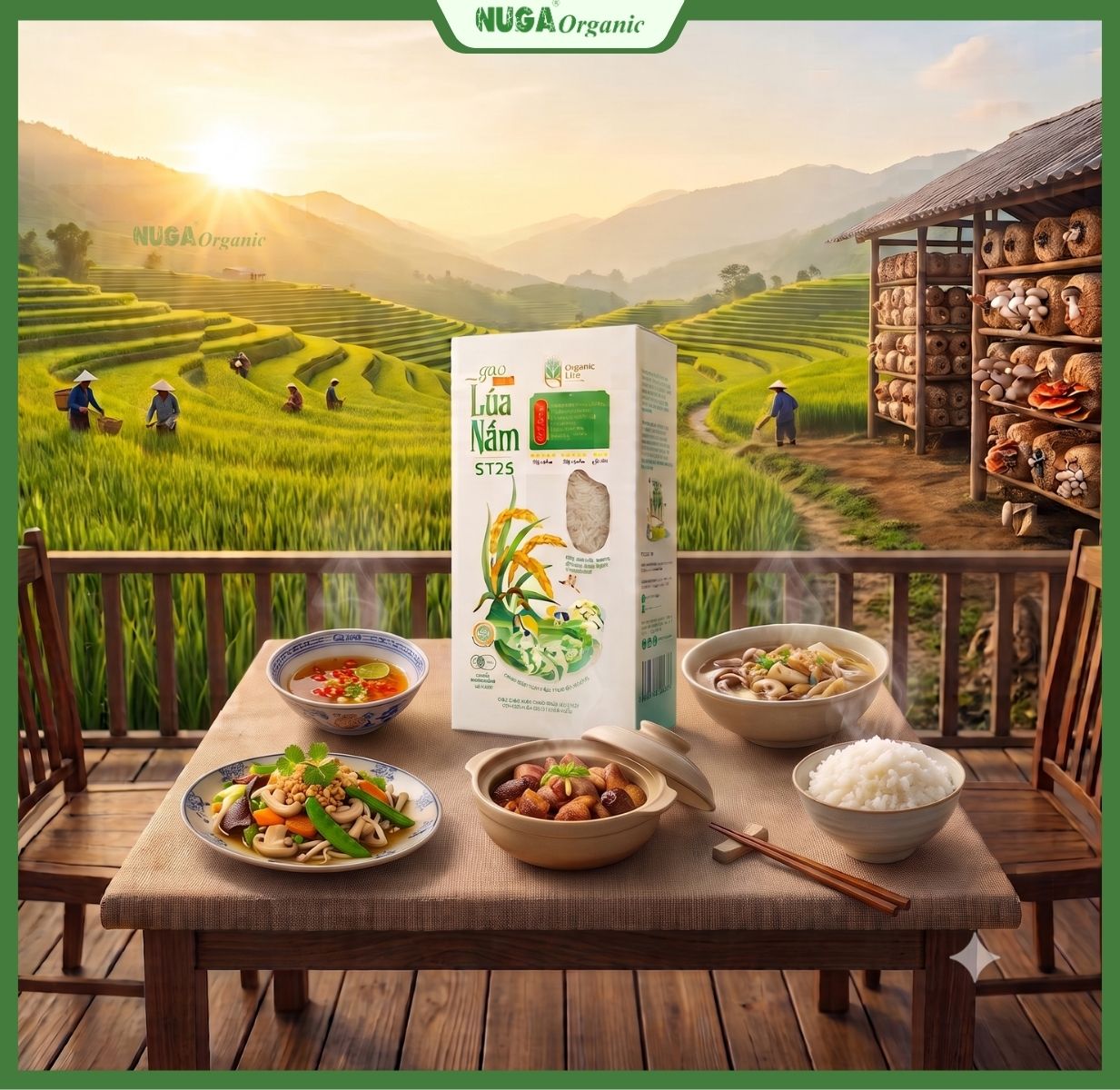 Gạo Trắng Lúa Nấm Hữu Cơ ST25 - Organic Life - 1kg
