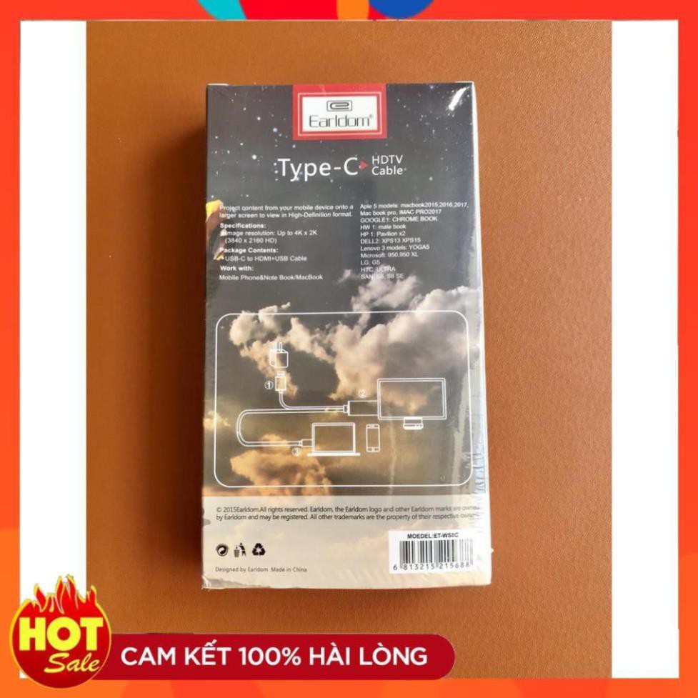 Cáp HDMI type c 4k - chuyển tín hiệu từ cổng type c lên hdtv - earldom cam kết hàng đúng mô tả chất lượng đảm bảo an toàn đến sức khỏe người sử dụng đa dạng mẫu mã