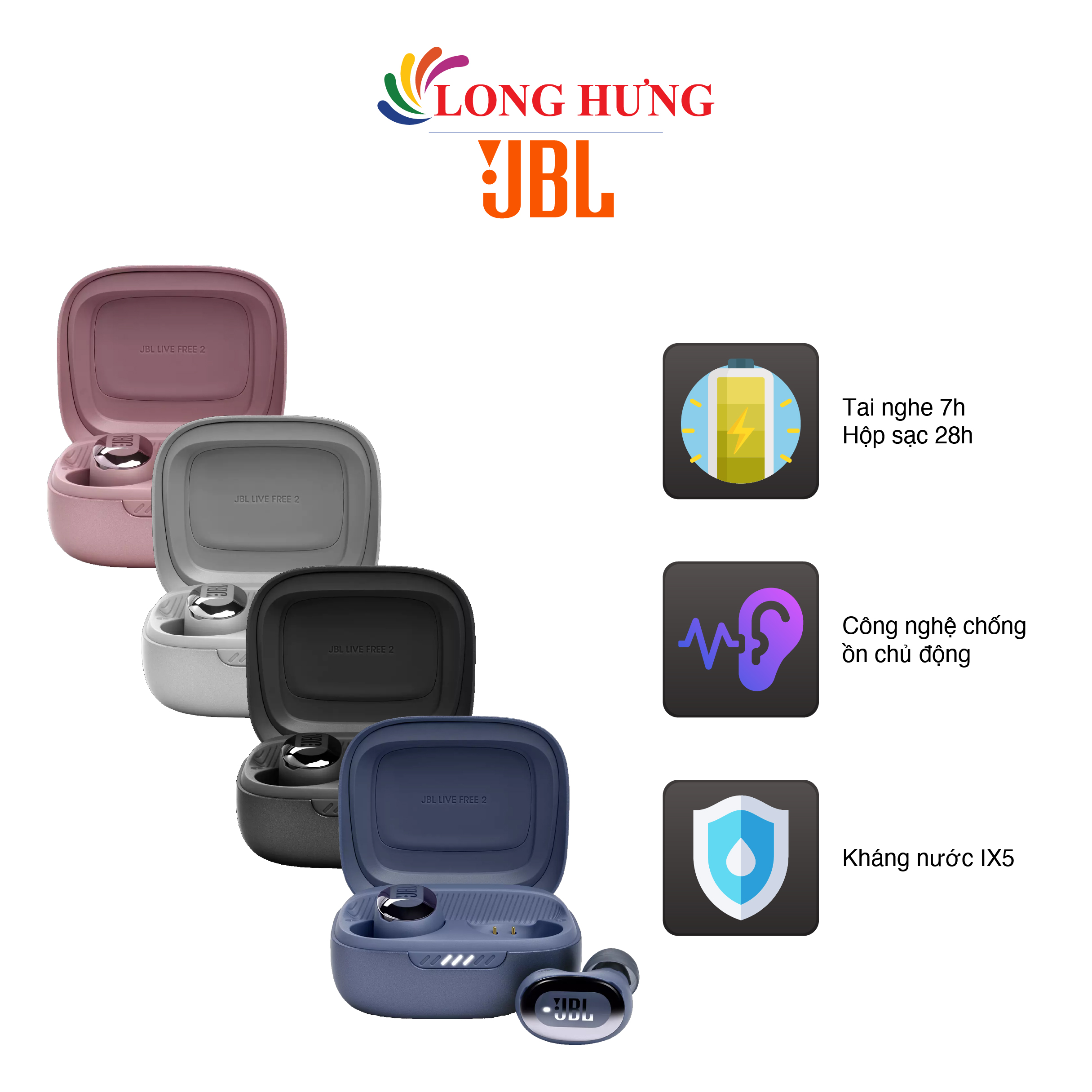 Tai nghe bluetooth true wireless jbl live free2 jbllivefree2tws - hàng chính hãng - công nghệ chống nước ipx7, bluetooth v5.1