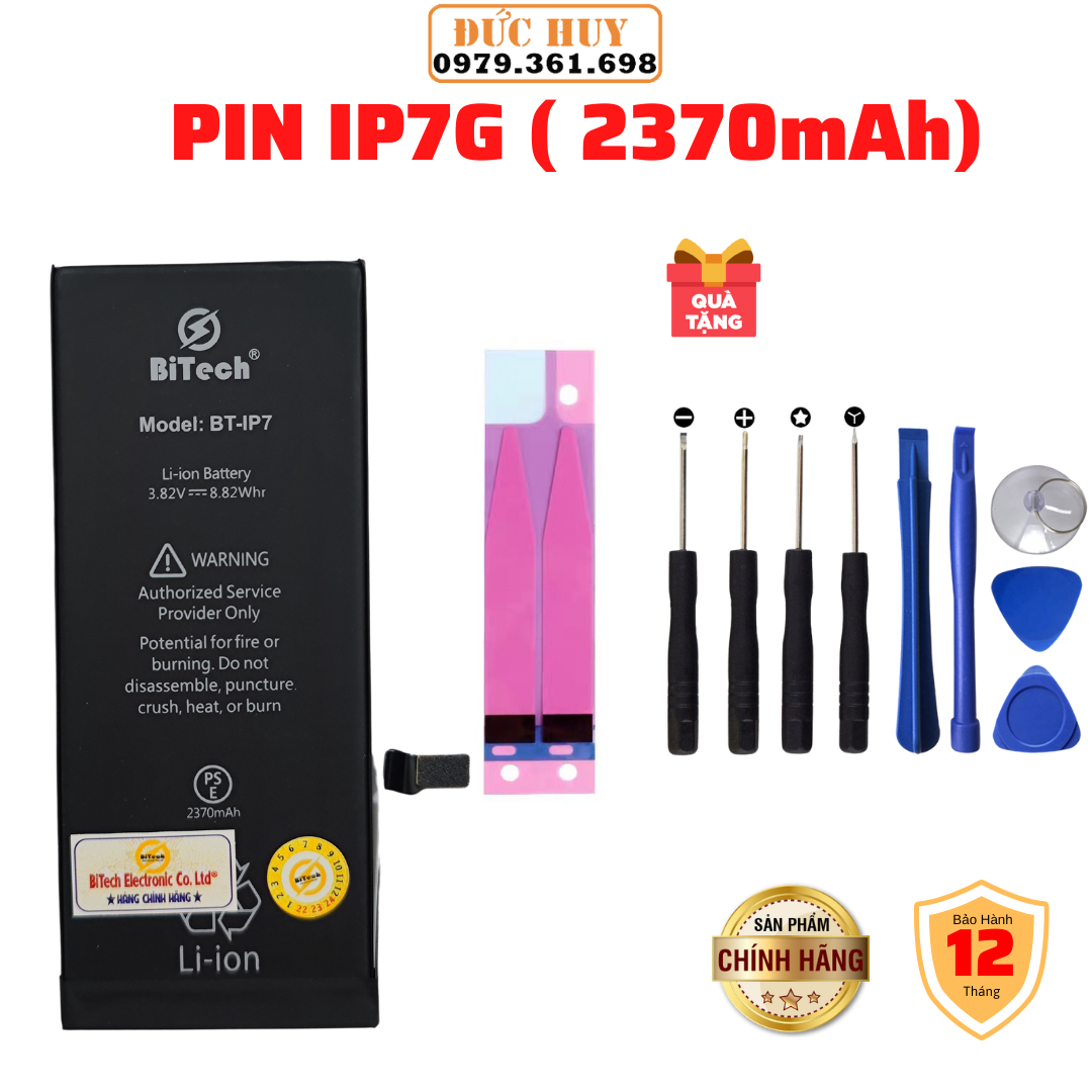 Pin ip7 dung lượng cao bitech bt-ip7 - tặng bộ vít mở + seal dán pin