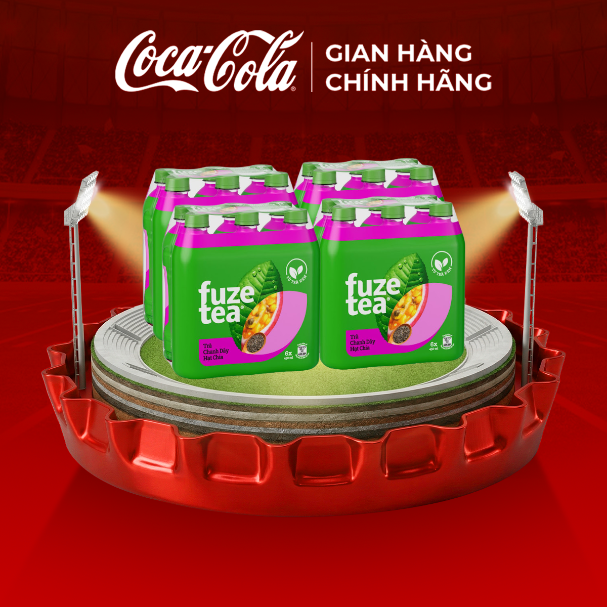 [SIÊU SALE ] Lốc 24 Chai Trà Chanh Dây Và Hạt Chia Fuzetea+ Sale 25.4 Coca-Cola Chính Hãng_LD