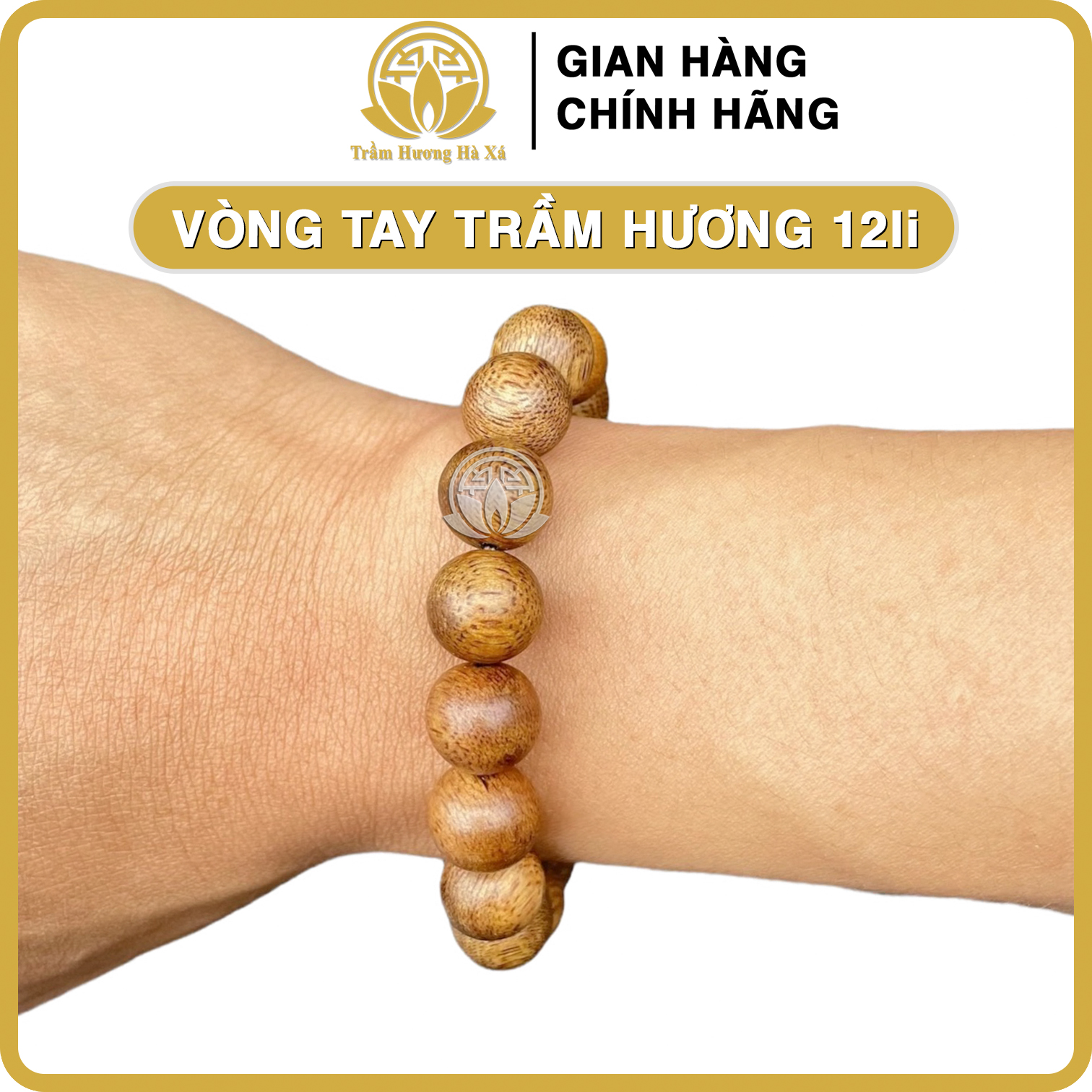 Vòng tay nam phong thủy trầm hương HÀ XÁ 12li tròn đơn mang lại may mắn, bình an và tài lộc cho người đeo