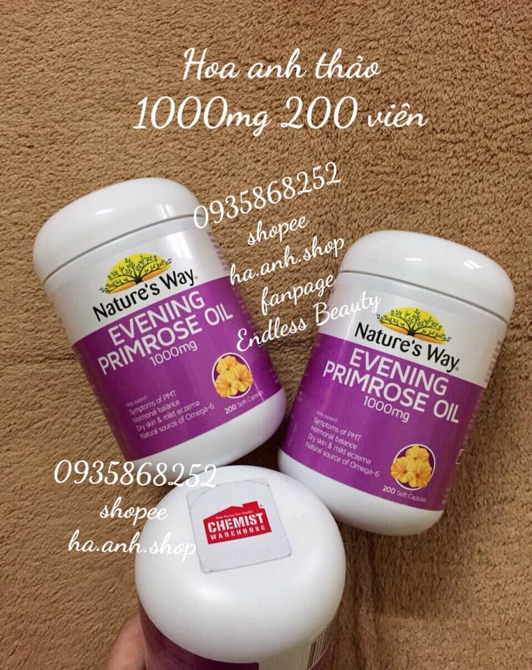 Tinh dầu hoa Anh Thảo Nature’s way Evening Primrose Oil 200 viên