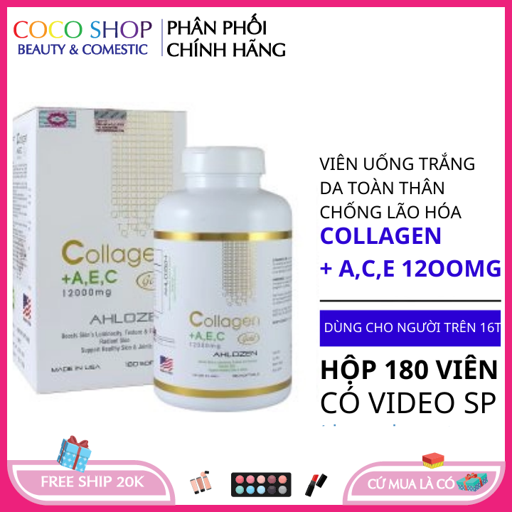 Viên uống trắng da viên uống collagen ACE 1200mg Gold 180 viên sản xuất tại Mỹ Viên uống tăng nội tiết tố nữ Viên uống đẹp da Viên uống dhc Viên uống trắng da ngọc trinh Viên uống trắng da chính hãng