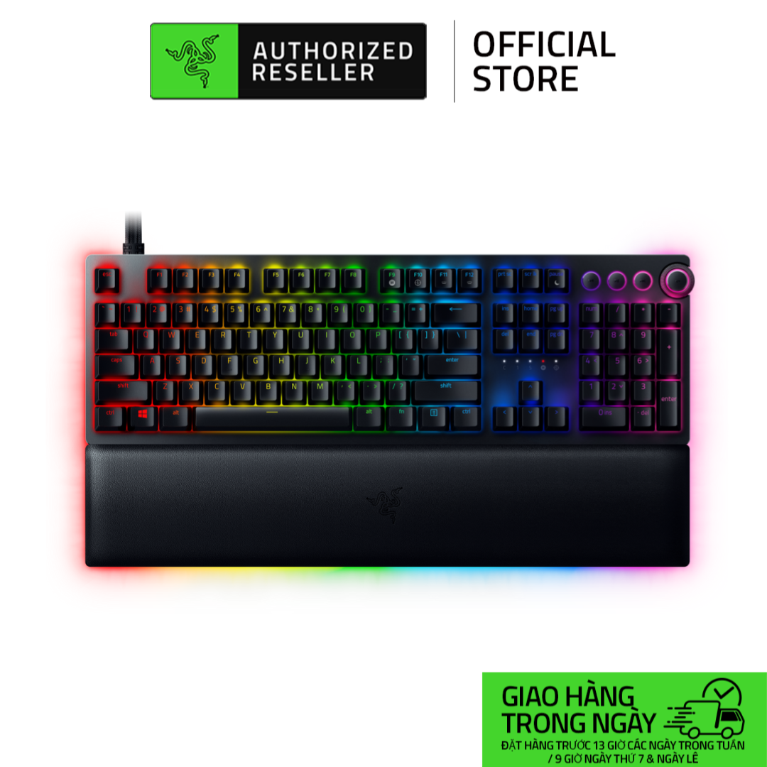 Bàn phím gaming razer huntsman v2 analog fullsize | usb-c/usb-a | analog optical | pbt double-shot | rapid trigger | rgb